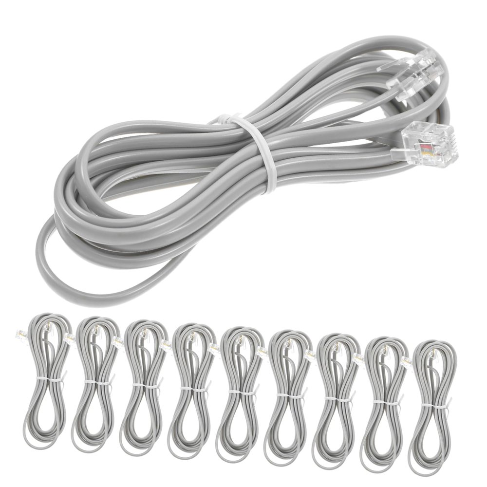 Gadpiparty 10pcs Pc Wire Telephone Line Extension Cord for Office Hotel Use Easy to Install Phone Cord Connector Connection for Fax Machines and Landlines
