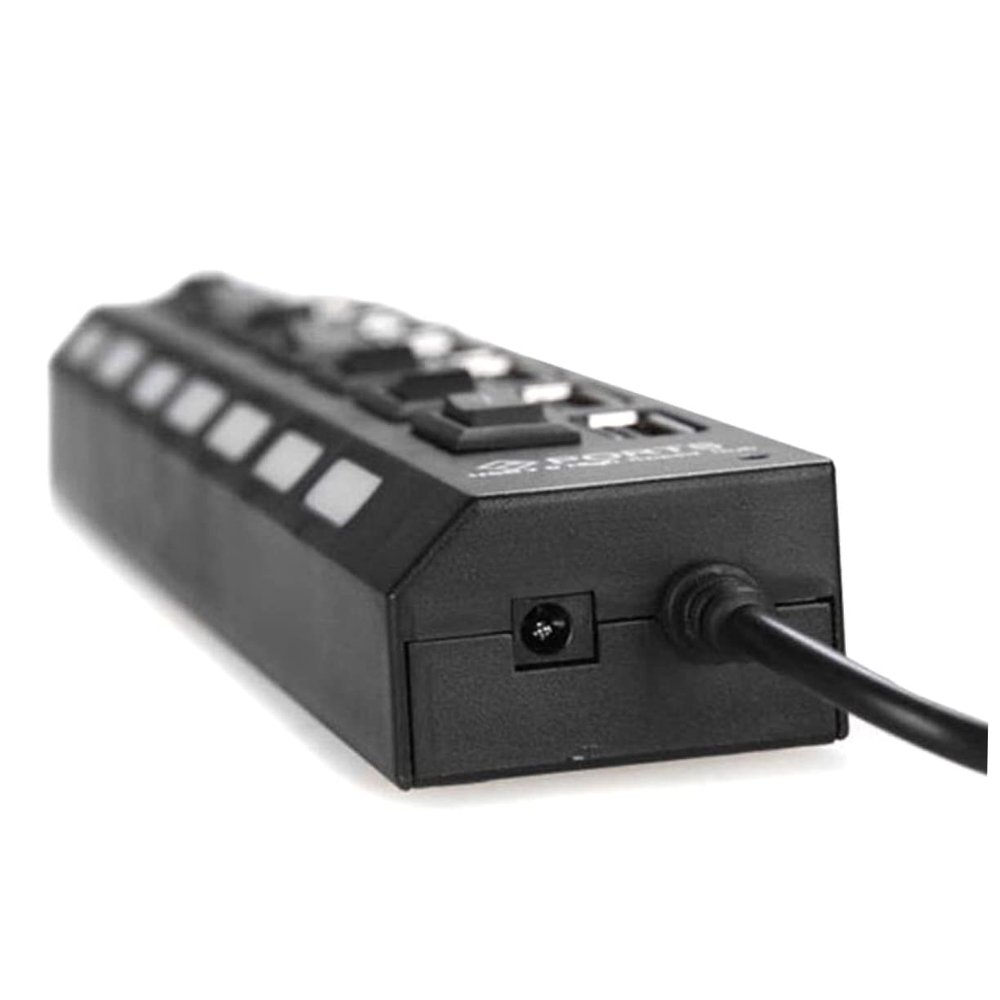 DIYEAH Port USB Hub with Off for Laptop Pc High-Speed Data Transfer Ergonomic Design Black USB Hub for Multiple Devices Safe and Convenient Use