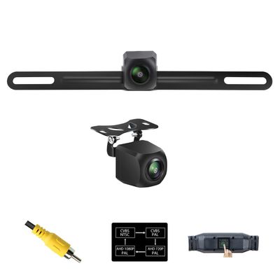 2in1 AHD 1080P License Plate Backup Camera for Car, Truck, SUV, Minivan, Camper, RV, Pickup, GreenYi Video Format Switch Button Rear Front View License Plate Frame Camera