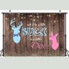 10X10ft Buck or Doe Gender Reveal Photo Backdrop Photography Background, Baby Shower Rustic Wood Boy or Girl Deer Backdrops Photo Booth Prop Decorations Balloon Banner Wall Decor Tablecloth view 2