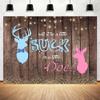 10X10ft Buck or Doe Gender Reveal Photo Backdrop Photography Background, Baby Shower Rustic Wood Boy or Girl Deer Backdrops Photo Booth Prop Decorations Balloon Banner Wall Decor Tablecloth view 4