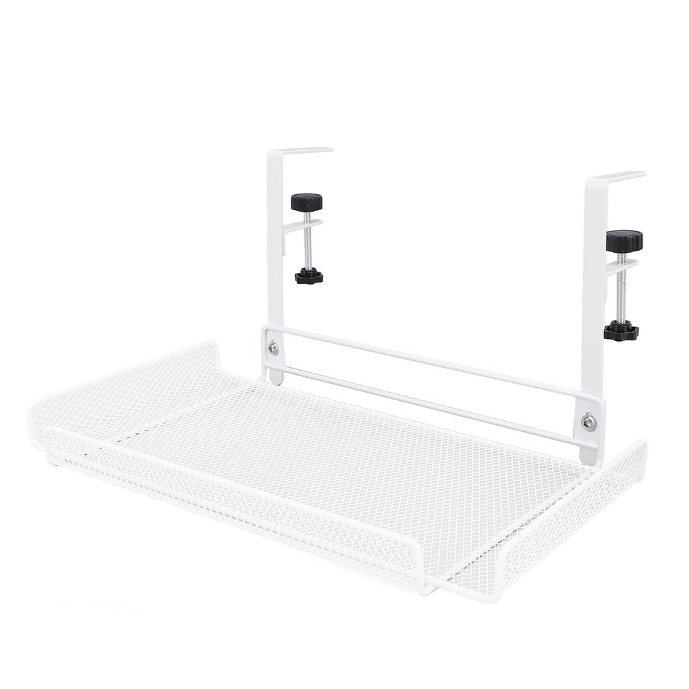 Lybunair Under Desk Clamp On Storage Shelf Basket, Multipurpose Cable Management Tray Holder for Wire Router, Power Strip, Home, Office