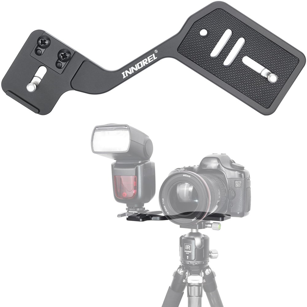 INNOREL Camera Flashlight Tripod Bracket Professional Multi-Functional Portable Universal Aluminum Bracket with Dual 1/4" Screw Mount Holder for DSLR Camera Stand Shooting LED Light Stand Microphone