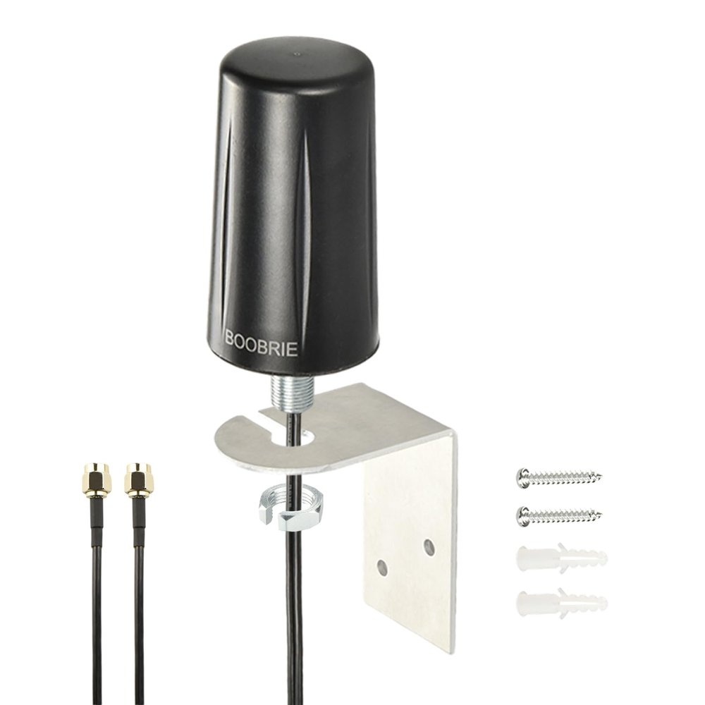 Boobrie 2x2 MIMO Omnidirectional Antenna 5G/4G LTE 700-3800MHz & 2.4Ghz WiFi Antenna High Gain Waterproof Outdoor WiFi Antennas with 2x6.56ft SMA Cables for IoT/Router/Networking/Tracking Equipment
