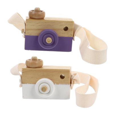 Toddmomy 2Pcs Beech Wooden Camera for Adorable Camera Model Ornament for Boys and Desktop Decor and Plaything for Imaginative Pretend Play