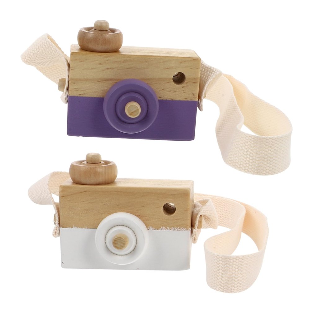 Toddmomy 2Pcs Beech Wooden Camera for Adorable Camera Model Ornament for Boys and Desktop Decor and Plaything for Imaginative Pretend Play