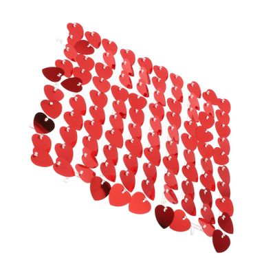 HEALLILY Valentine's Day Heart Shape Wind Board Decorative Fringe Curtain for Parties