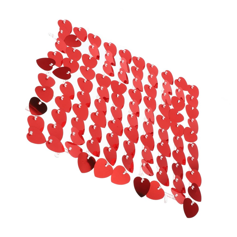 HEALLILY Valentine's Day Heart Shape Wind Board Decorative Fringe Curtain for Parties