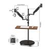 Arm Monitor, Dual Monitor Mount Stand with Keyboard Tray, 14"-43" Mulitiuse Rolling Monitor Floor Stand Mobile Workstation, Height Adjustable Gas Spring Monitor Mount Monitor Arm Stand Adjustable(17"- view 2