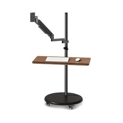 Arm Monitor, Floor Standing Single Monitor Mount, Movable Monitor Stand with Keyboard Tray and Wheels, 14"-43" Adjustable Gas Spring Monitor Arm holds up to 33.0lbs Monitor Arm Stand Adjustable(17"-43