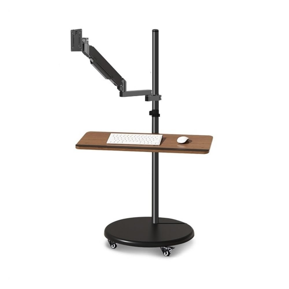 Arm Monitor, Floor Standing Single Monitor Mount, Movable Monitor Stand with Keyboard Tray and Wheels, 14"-43" Adjustable Gas Spring Monitor Arm holds up to 33.0lbs Monitor Arm Stand Adjustable(17"-43
