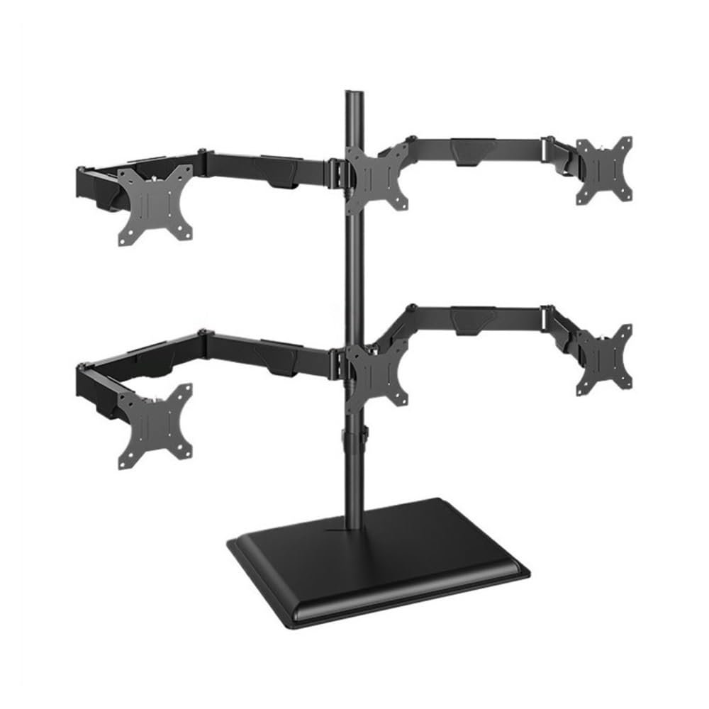 Arm Monitor, 6 Monitor Mount Desk Stand, Height Adjustable Steel Monitor Stand with Full Articulation Mount Arm for Most 17-32" Monitors, Holds up to 19.8lbs per Arm Monitor Arm Stand Adjustable