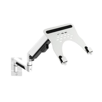 Arm Monitor, Wall Mount Monitor Arm with Laptop Tray, Aluminum Gas Spring Full Motion Laptop Mount Arm Fits Max 32 inch, 19.8 lbs Screens/ 10-17" Laptop Monitor Arm Stand Adjustable(White)