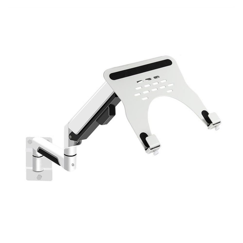 Arm Monitor, Wall Mount Monitor Arm with Laptop Tray, Aluminum Gas Spring Full Motion Laptop Mount Arm Fits Max 32 inch, 19.8 lbs Screens/ 10-17" Laptop Monitor Arm Stand Adjustable(White)
