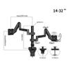 Arm Monitor, Dual Monitor Mount Fits Max 32 Inch, 4.4-19.8 Lbs Screens, Fully Adjustable Dual Monitor Arm Desk Mount with Tilt, Swivel, Rotation, VESA 75/100mm Monitor Arm Stand Adjustable(Black) view 2
