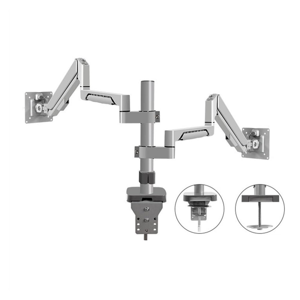 Arm Monitor, Dual Monitor Mount Fits Max 32 Inch, 4.4-19.8 Lbs Screens, Fully Adjustable Dual Monitor Arm Desk Mount with Tilt, Swivel, Rotation, VESA 75/100mm Monitor Arm Stand Adjustable(Silver)