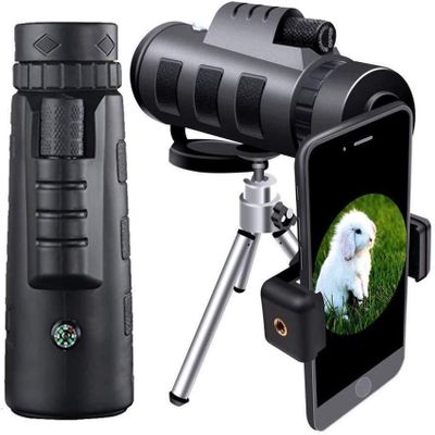 40x60 High Definition Monocular,10x Magnification Zoom Lens High Definition,with and Clear FMC BAK9 Prism,with Smartphone Holder & Tripod