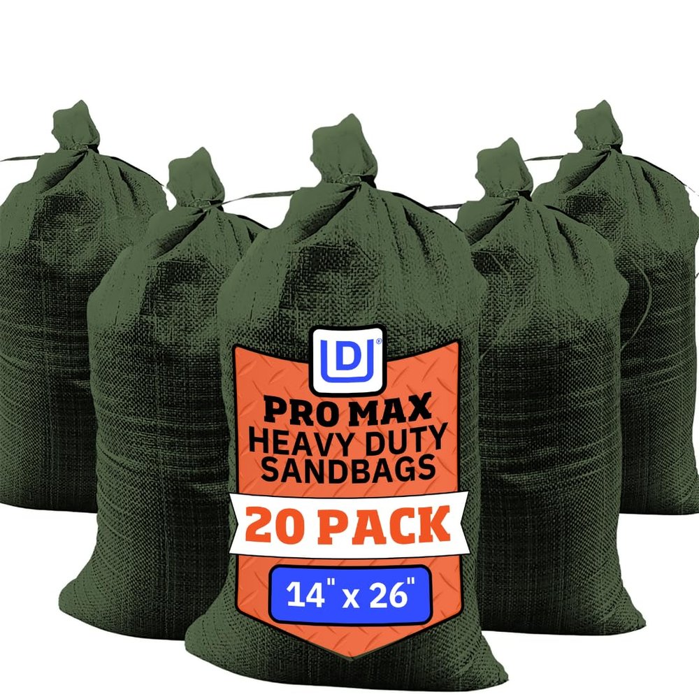 DURASACK Pro Max Heavy Duty Sand Bags for Flooding with 4,000 Hours UV Protection Sandbags for Weight, 100 lbs Capacity, 14x26 in, Green, 20 Count