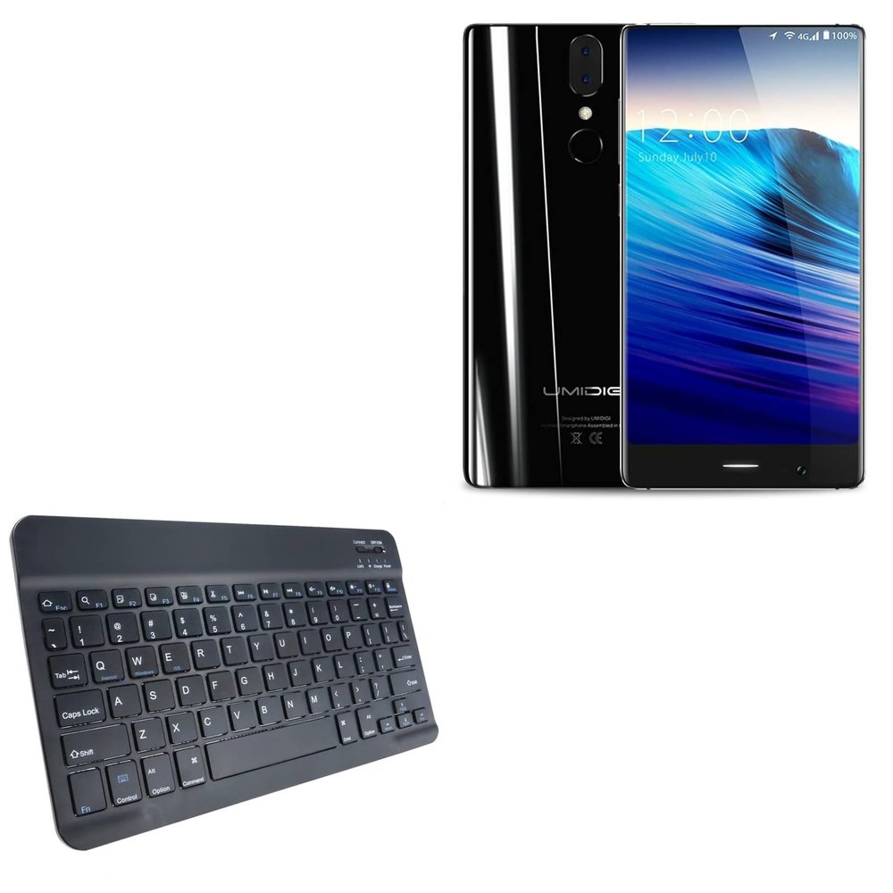 BoxWave Keyboard Compatible with Umidigi Crystal - SlimKeys Bluetooth Keyboard, Portable Thin with Chiclet-Style Keys - Jet Black