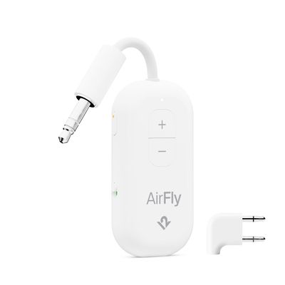 AirFly Pro 2 Deluxe  Bluetooth Adapter for Airplane, Pair 2 AirPods or Wireless Headphones  3.5mm AUX Bluetooth Transmitter/Receiver for Cars, Boats, Treadmills, TVs  Airplane Travel Essentials