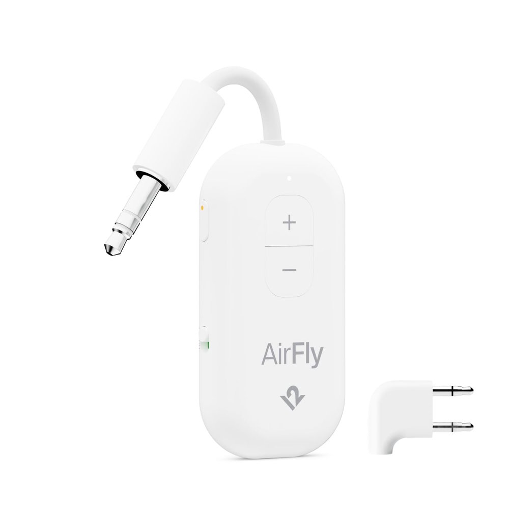 AirFly Pro 2 Deluxe  Bluetooth Adapter for Airplane, Pair 2 AirPods or Wireless Headphones  3.5mm AUX Bluetooth Transmitter/Receiver for Cars, Boats, Treadmills, TVs  Airplane Travel Essentials