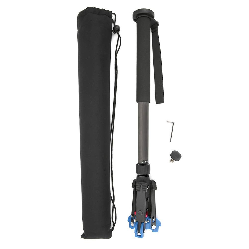 C 333M 1 Carbon Fiber Monopod, DSLR Camera Telescopic Mountaineering Cane, Lightweight Portable Tripod with Foam Handle, Quick Locking System, 5 Section Adjustable Height