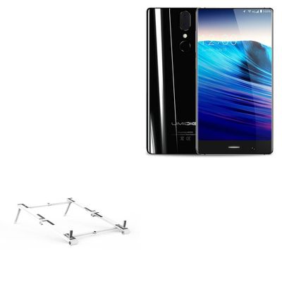 BoxWave Stand and Mount Compatible with Umidigi Crystal - Pocket Aluminum Stand 3-in-1, Portable Multi Angle Viewing Riser - Metallic Silver