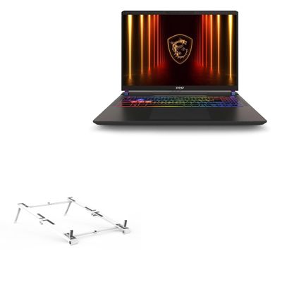 BoxWave Stand and Mount Compatible with MSI 16" Vector 16 HX AI Gaming Laptop - Pocket Aluminum Stand 3-in-1, Portable Multi Angle Viewing Riser - Metallic Silver