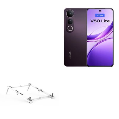 BoxWave Stand and Mount Compatible with vivo V50 Lite - Pocket Aluminum Stand 3-in-1, Portable Multi Angle Viewing Riser - Metallic Silver
