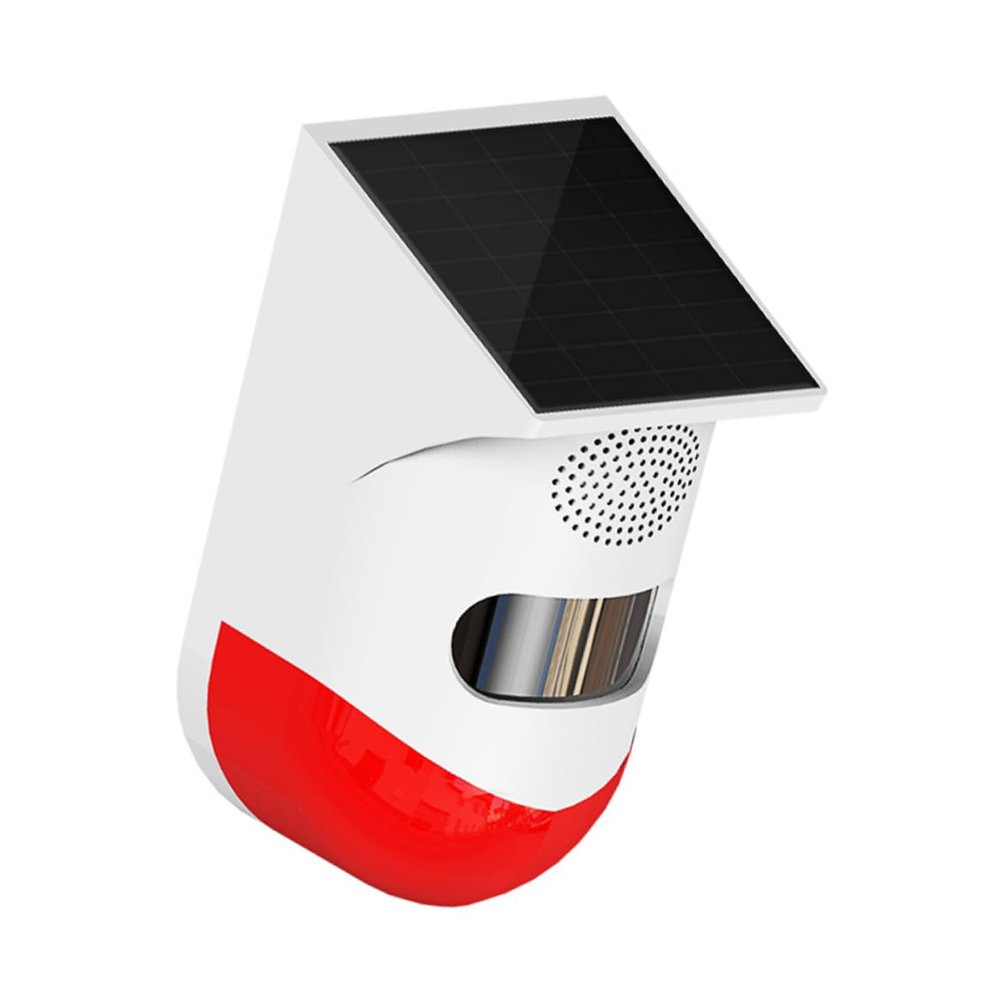 TEHAUX Solar Outdoor Infrared Alarm Sensor for Home Security Weatherproof Motion Detector LED Light for Garden and Driveway Protection