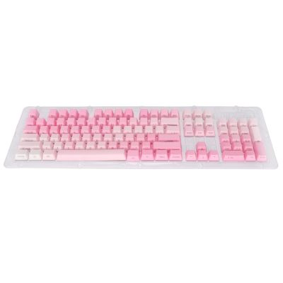 104pcs Custom Keycaps, Pink White PBT Material, Opaque Side Engraving, Oil Coating, Matte Ergonomic Design, Replacement for Most 61/87/104 Mechanical Keyboards