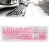 104pcs Custom Keycaps, Pink White PBT Material, Opaque Side Engraving, Oil Coating, Matte Ergonomic Design, Replacement for Most 61/87/104 Mechanical Keyboards view 2