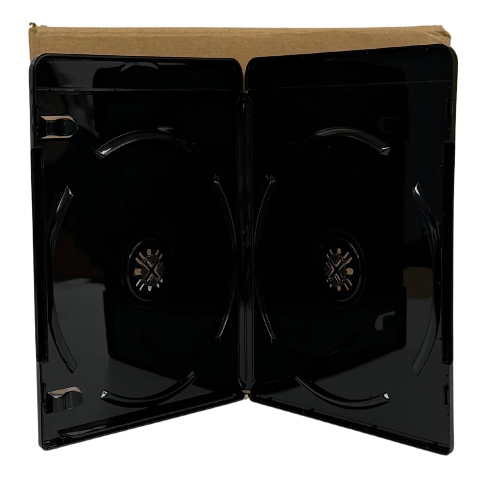 USDISC Blu-ray Cases Standard 11mm, Double 2 Disc, Glossy Black, Pack of 10