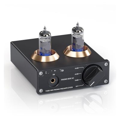Phono Preamplifier for Turntable Phonograph Preamplifier Mini Stereo Audio HiFi Tube Amplifier Box X2 Suitable for DIY(With 6A2 tubes)