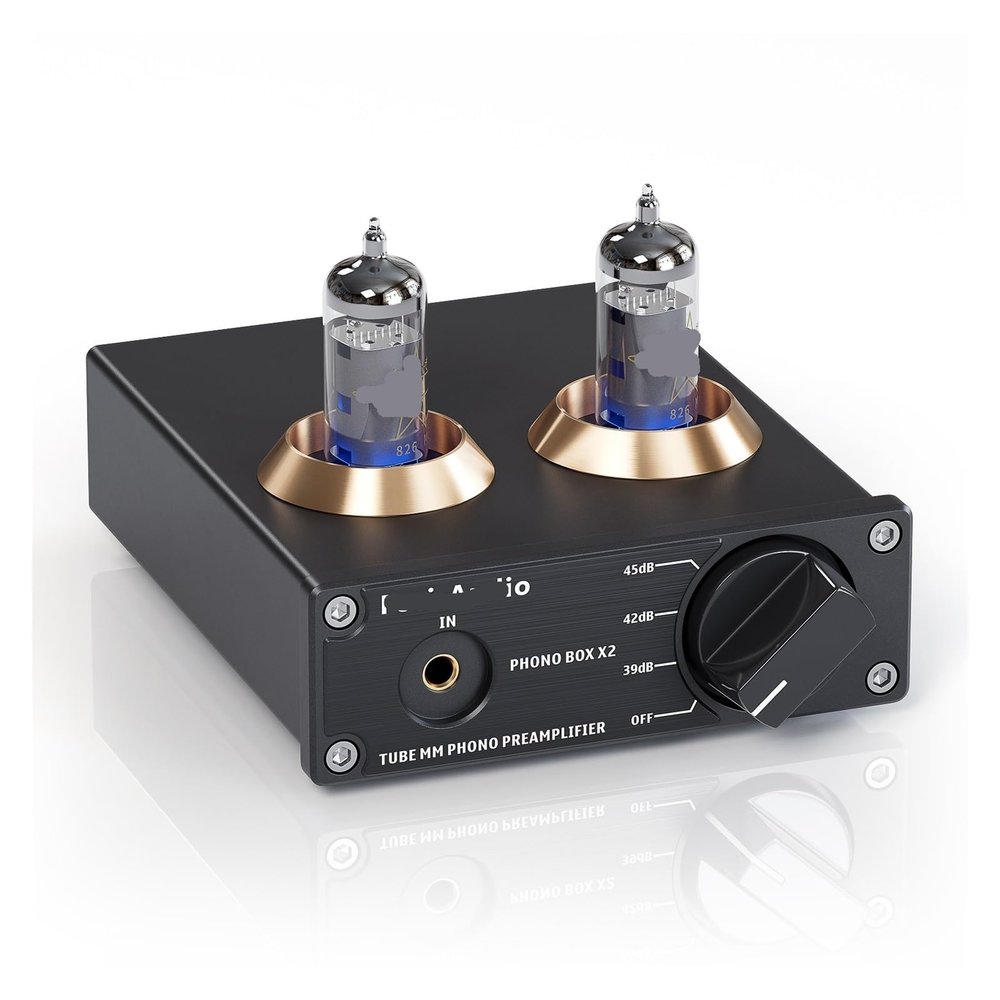 Phono Preamplifier for Turntable Phonograph Preamplifier Mini Stereo Audio HiFi Tube Amplifier Box X2 Suitable for DIY(With 6A2 tubes)