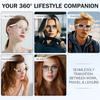 HAIXINDA Bluetooth Glasses for Men & Women, Photochromic Lenses, Open-Ear Audio, Touch Control, Hands-Free Calls & Music, Smart Glasses for Daily Wear, Walking & Travel (Transparent White Frame) view 4