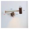 Japanese Walnut Wood Color Original Wood Color Rocker Arm Long Arm Study Reading Light Bedroom Bedside Wall Light(Walnut Color,Warm White) view 3