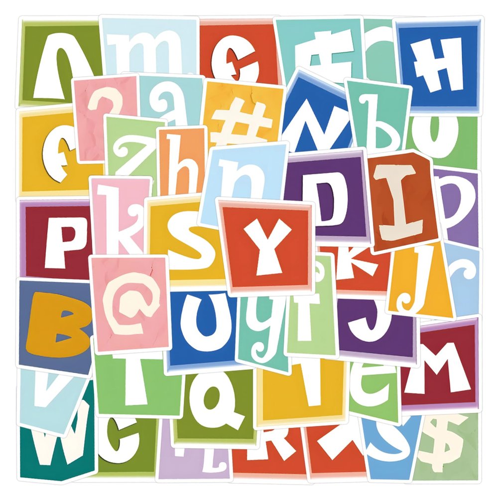 100Pcs Alphabet Stickers Pack, Graffiti Letter Decals for Scrapbooking Junk Journal Laptop Computer Door Mailbox DIY Crafts Classroom Decor, Waterproof Vinyl Sticker, Large Size 1.5-2inch