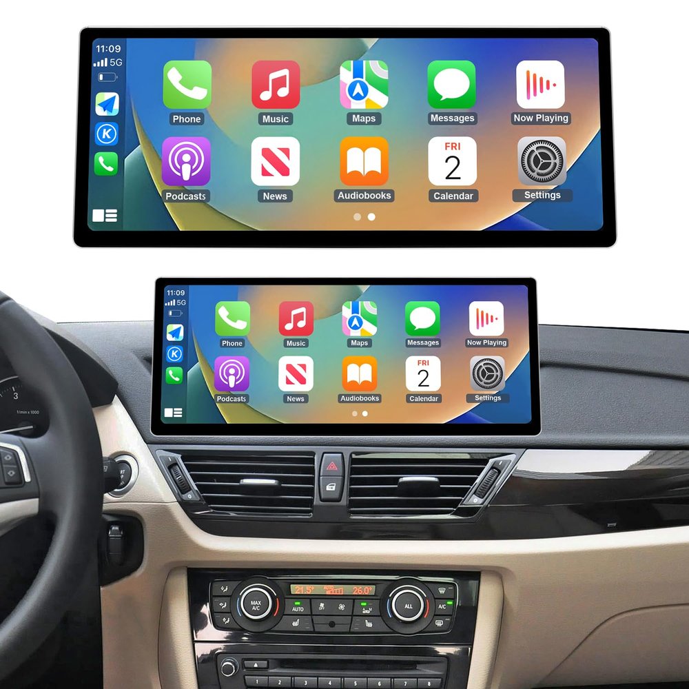 Road Top CarPlay Screen, 12.3 inch Ultra-Narrow Car Radio Touchscreen for BMW X1 Series E84 with CIC System(2009-2015 Year), Car Stereo for CarPlay/Android Auto/MirrorLink
