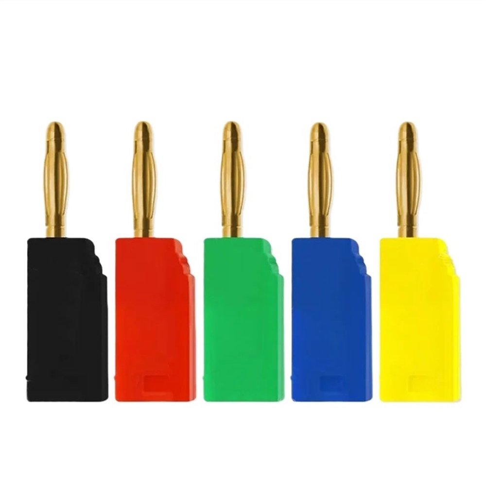 40PCS/2MM Male Retractable Tube Banana Wire Solder Gold Plating Stackable Electrical Terminal Connector 5 Colors(20 Red 20 Black)