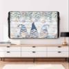 Coastal Eucalyptus Leaf Outdoor TV Cover 70 to 75 Inch Weatherproof, Ocean Blue Gnomes Starfish Wood 600D Oxford Waterproof TV Covers with Zipper, Outside Flat TV Screen Protector 68"Wx42"Hx4.5"D view 2