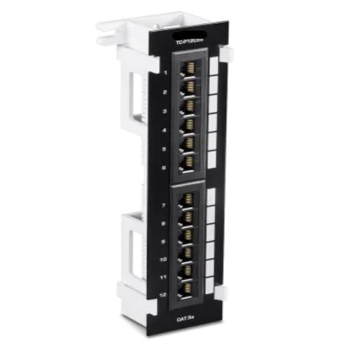 TC-P12C5V - 12-Port Cat5e Unshielded Wall Mount Patch Panel with Included 89D Bracket