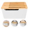 Angoily Bamboo Lid Cable Management Box Desk Cord Organizer for Power Strip Cable Storage Box for Home Office Wire Management view 3