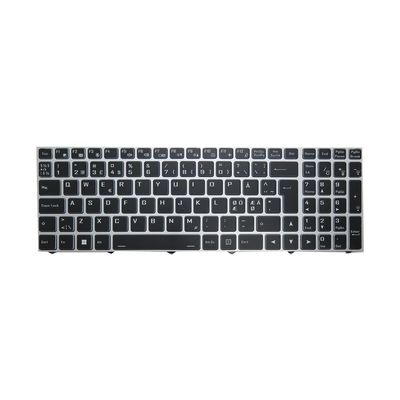 Laptop No Backlit Paper Keyboard for CLEVO NL50CU NL51CU NL50GU NL51GU NL50NU NL51NU NL52NU NL53NU NL50RU NL53RU NL50ZU NL51ZU Nordic NE Black with Silver Frame New