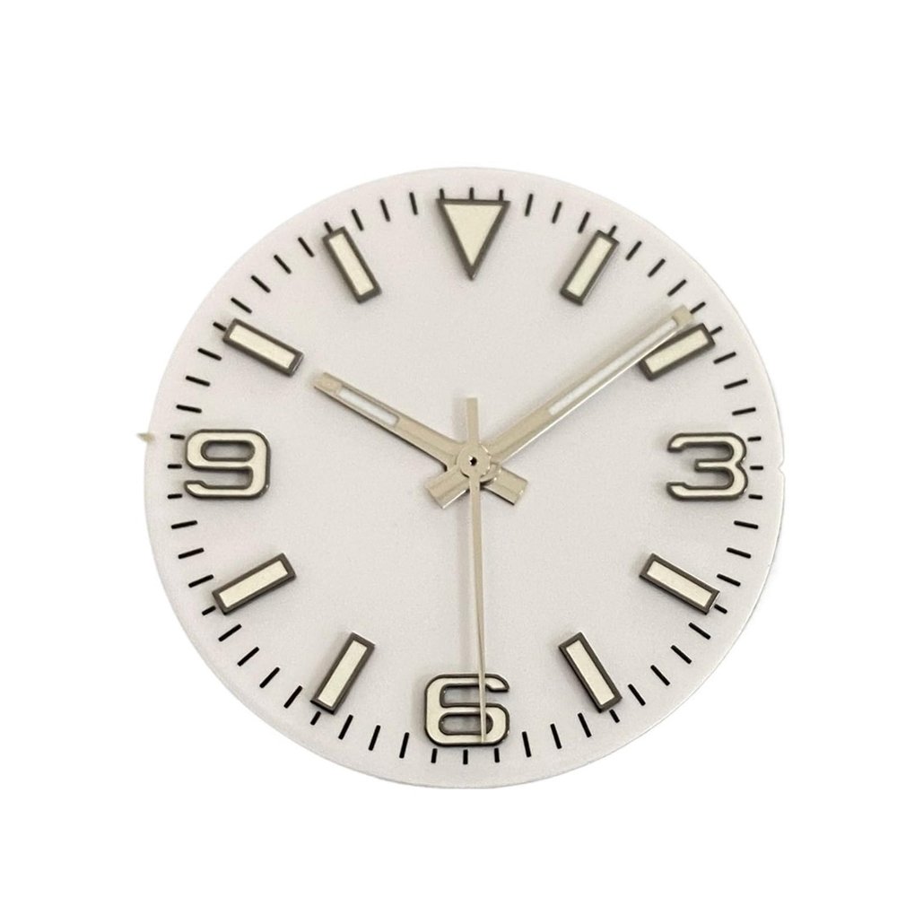 28.5mm Watch Dial + Watches Hands Green Luminous Modified 369 Nail Men's Watch Faces Accessories Fit NH35/NH36/4R/7S Movement(White)