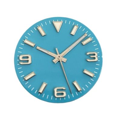 28.5mm Watch Dial + Watches Hands Green Luminous Modified 369 Nail Men's Watch Faces Accessories Fit NH35/NH36/4R/7S Movement(BLUE)