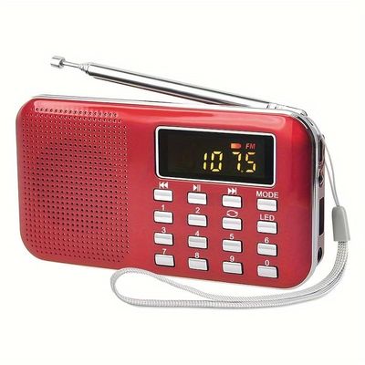 Portable Rechargeable Electronic Audio Bible Player in 8G Capacity for Bible Listener Easily Switch and Locate The Chapter (Red)