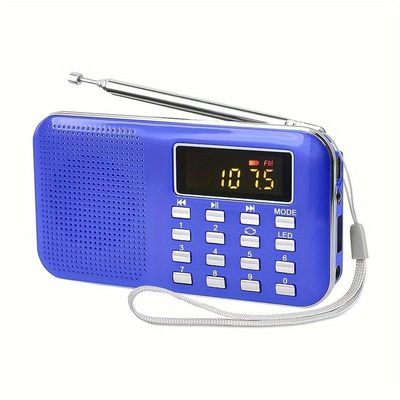 Portable Rechargeable Electronic Audio Bible Player in 8G Capacity for Bible Listener Easily Switch and Locate The Chapter (Blue)