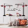 Personalized Construction Truck Wall Decal - Crawler Digger Crane Name Sticker for Boys - Kids Room Nursery Bedroom Removable Vinyl Art, Durable Wall Decor. view 1