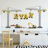 Personalized Construction Truck Wall Decal - Crawler Digger Crane Name Sticker for Boys - Kids Room Nursery Bedroom Removable Vinyl Art, Durable Wall Decor. view 2